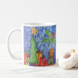 Taza De Café Navidades caprichosos saludan la pintura acuarela