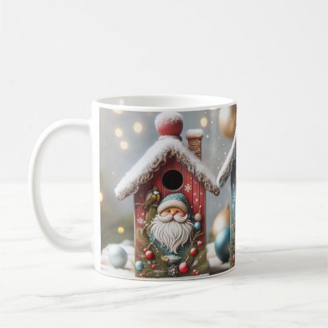 Taza De Café Navidades Casas de Aves Santa Coffee Mug (Izquierda)
