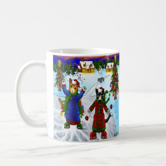 Taza De Café Navidades Cats para patinaje sobre hielo V2 (Izquierda)