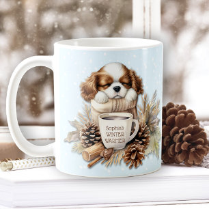Taza De Café Navidades Cavalier de invierno Rey Charles Perro C