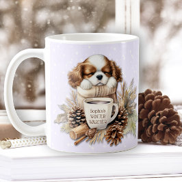 Taza De Café Navidades Cavalier morado de invierno Rey Carlos P