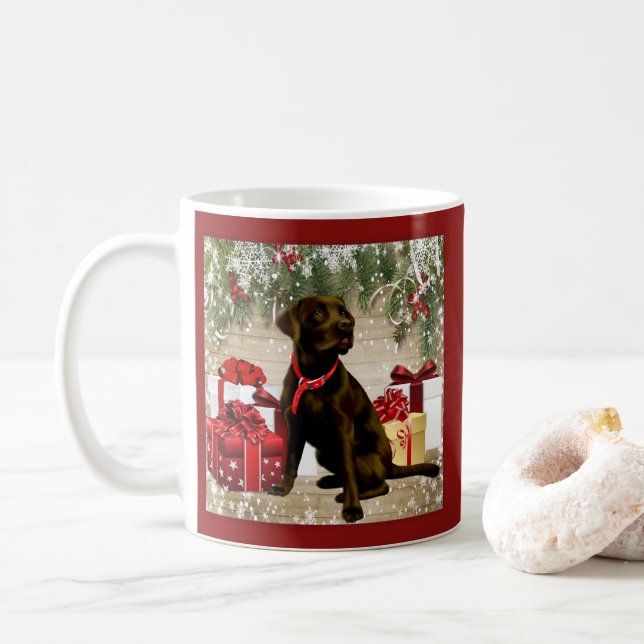 TAZA DE CAFÉ NAVIDADES CHOCOLATE LABRADOR (Con donut)