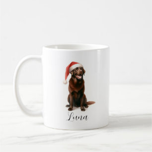 Taza De Café Navidades Chocolate Labrador Perro Gorra Café Mug