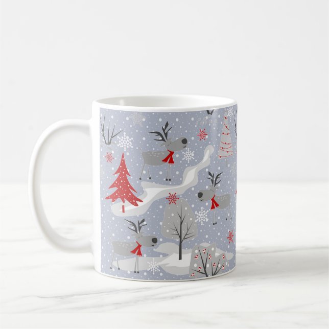 Taza De Café Navidades ciervos en el bosque. (Izquierda)