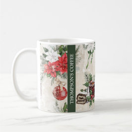 Taza De Café Navidades clásicos de algodón de poinsettia rojo y