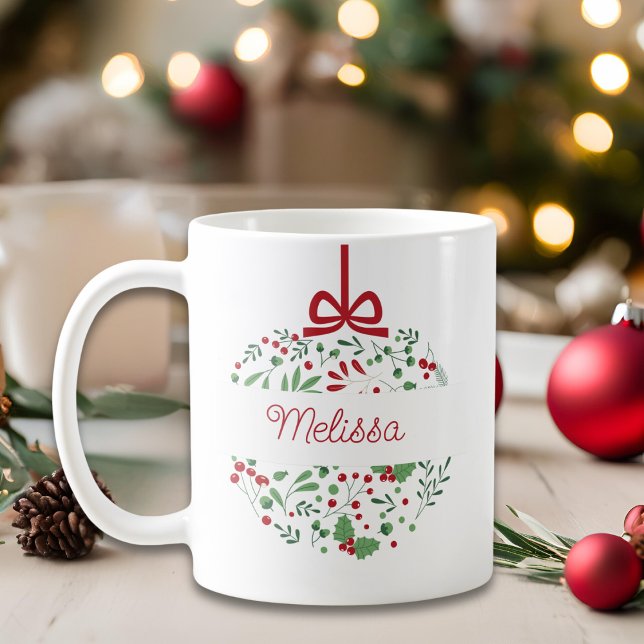 Taza De Café Navidades clásicos de Berries florales verdes roja (Subido por el creador)