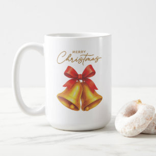 Taza De Café Navidades clásicos de cinta roja y guión dorado