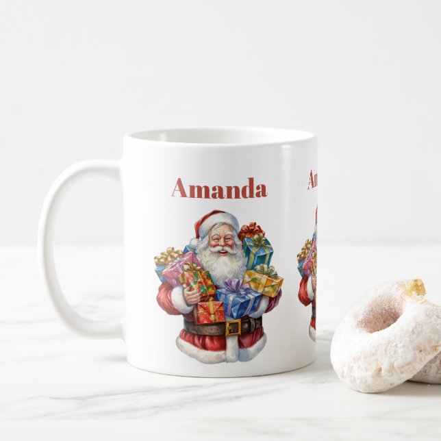 Taza De Café Navidades Clásicos de Jolly Santa Claus (Con donut)