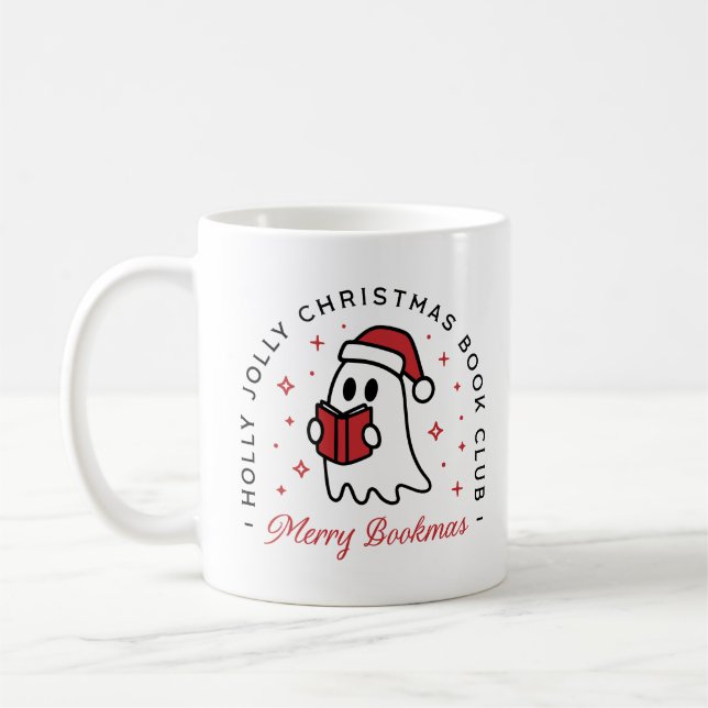 Taza De Café Navidades club de lectura fantasma alegre libro pr (Izquierda)