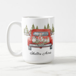 Taza De Café Navidades cobardes en un camión de cosecha roja