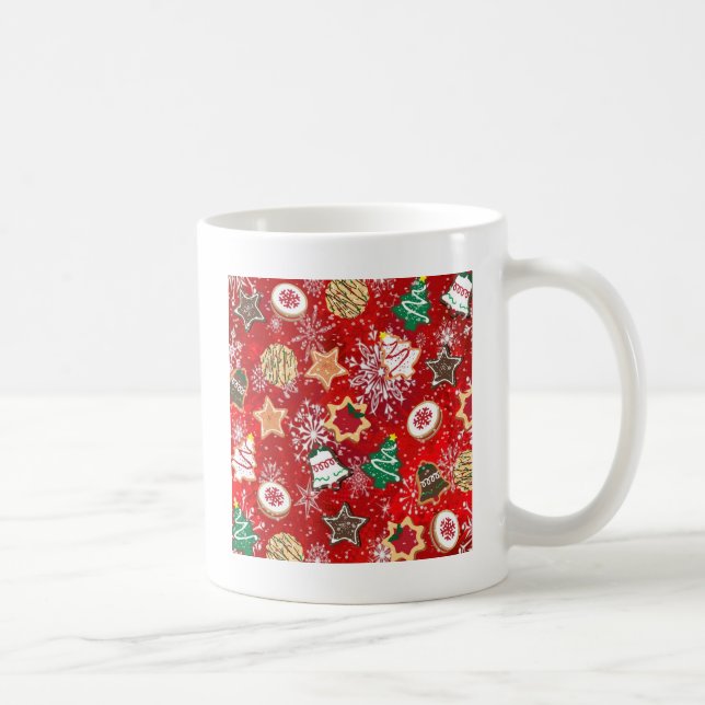 Taza De Café Navidades cocina y copos de nieve en rojo (Derecha)