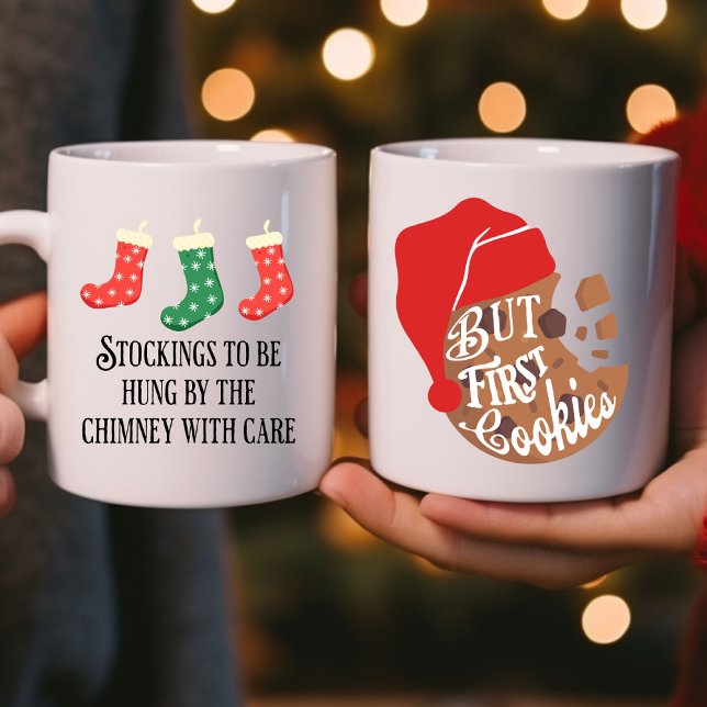 Taza De Café Navidades cocinan primero fue la noche anterior (Christmas cookie mug with the twas the night before christmas poem twist)