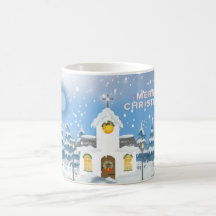 Navidades Coffee Mug Con Pequeña Iglesia Blanca De