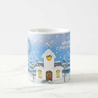 Taza De Café Navidades Coffee Mug Con Pequeña Iglesia Blanca De