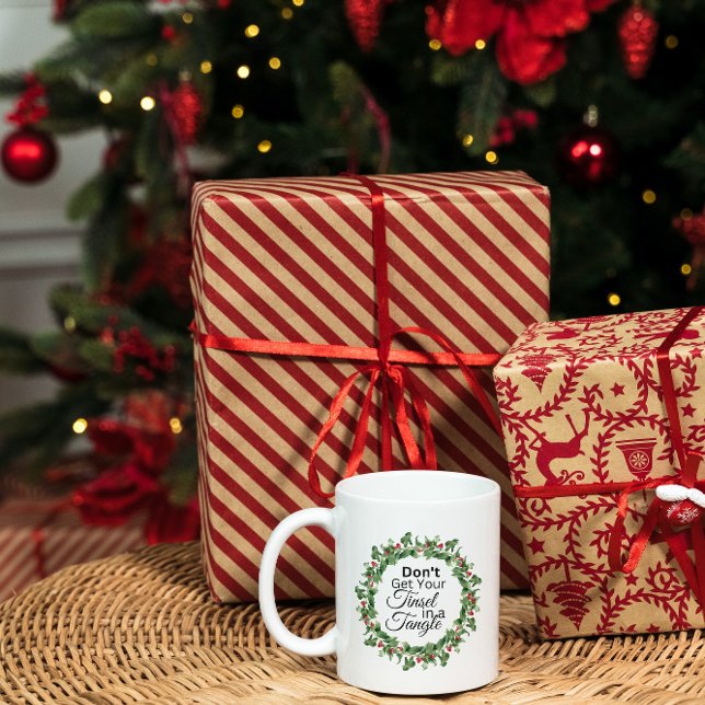 Taza De Café Navidades Coffee Mug - Tinsel Tangel - Wreath (Subido por el creador)