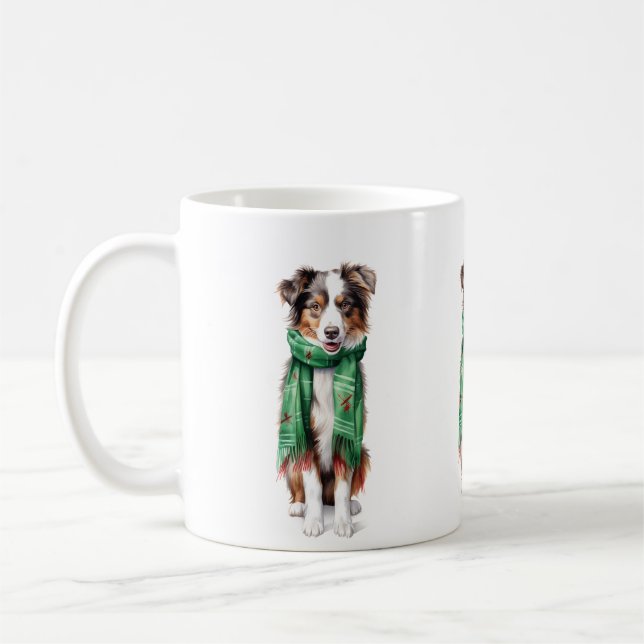 Taza De Café Navidades Collie, Collie fronterizo, Shep australi (Izquierda)