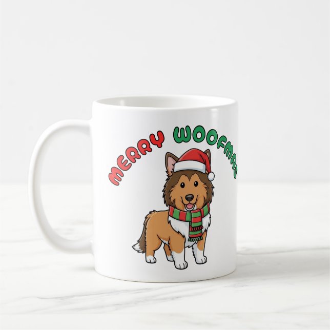 Taza De Café Navidades Collie Mug: Merry Woofmas (Izquierda)