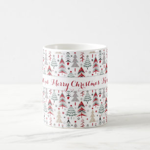 Taza De Café Navidades coloridos árboles de Navidad bosque verd