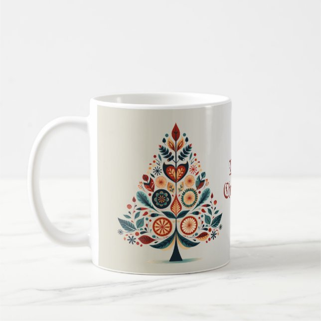 Taza De Café Navidades Coloridos Árboles Escandinavia Arte Popu (Izquierda)
