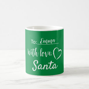 Taza De Café Navidades Con Amor De Santa Verde Blanco Simple