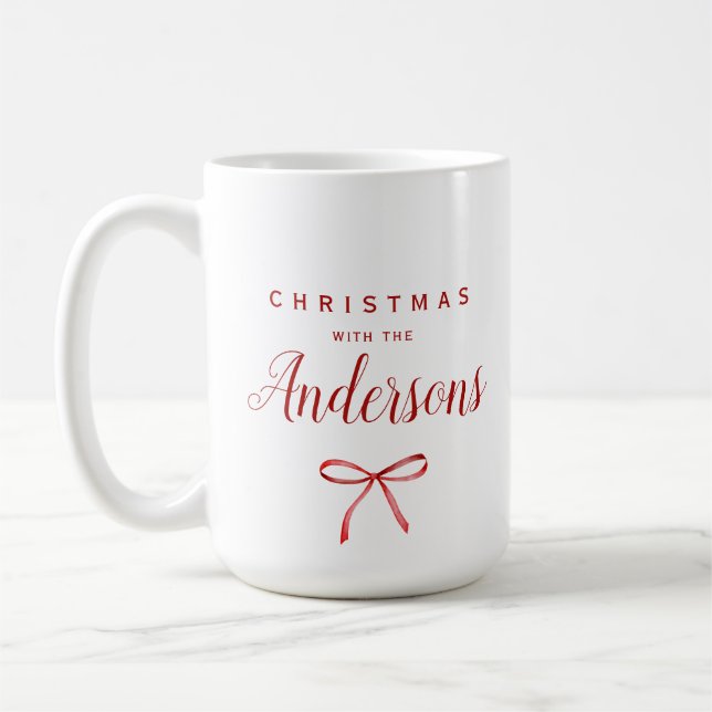 Taza De Café Navidades con familia - cinta roja (Izquierda)