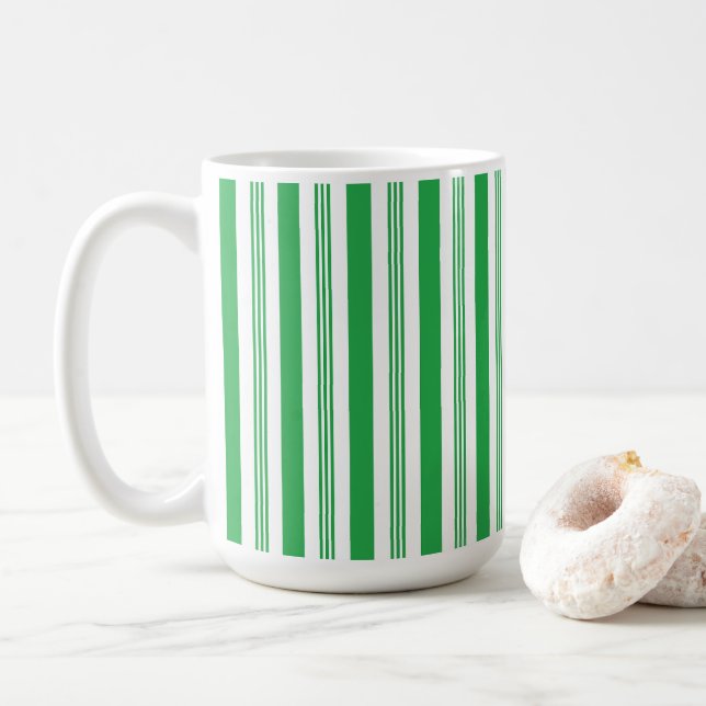 Taza De Café Navidades con franjas de caña de caramelo, verde,  (Con donut)