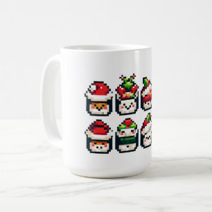 Taza De Café Navidades con rostros de sushi - Vacaciones de art