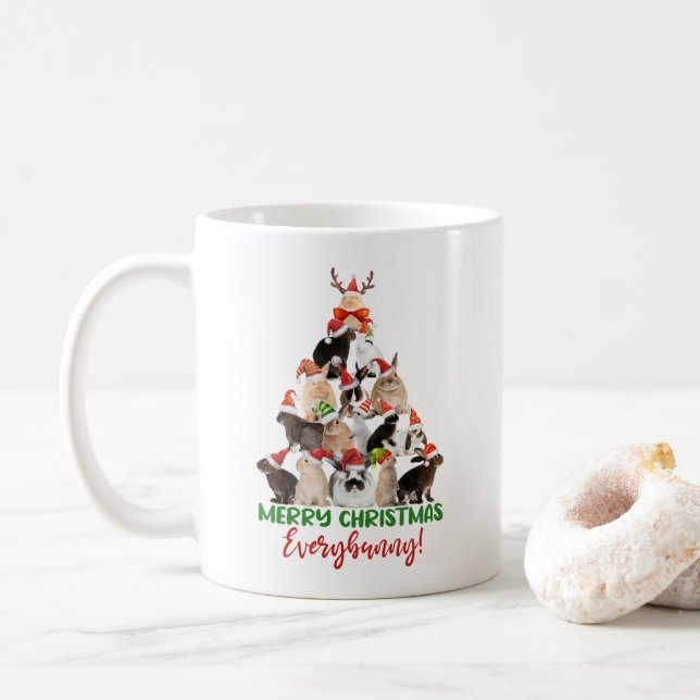 Taza De Café Navidades conejitas desea (Con donut)