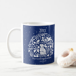 Taza De Café Navidades Conejo Personalizado de Nieve de Pájaro