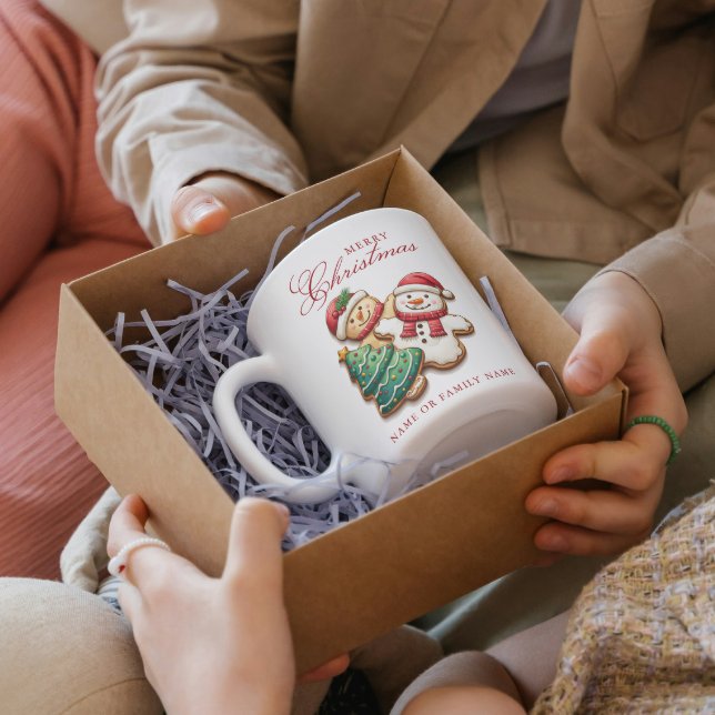 Taza De Café Navidades Cookies y nombre personalizado Feliz Nav (Subido por el creador)