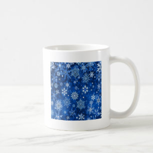 Taza De Café Navidades Copos de nieve azules y plateados