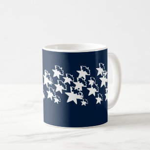 Taza De Café Navidades copos de nieve estrellas azul marino bla