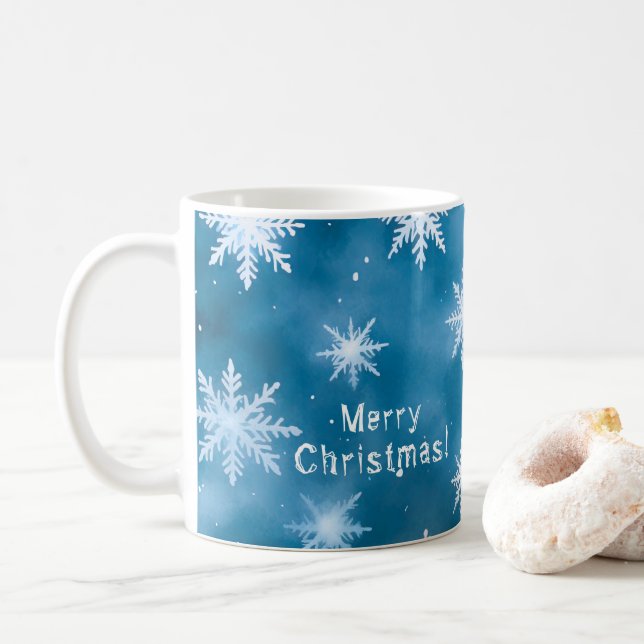 Taza De Café Navidades copos de nieve, personalizados (Con donut)