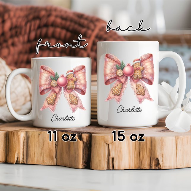 Taza De Café Navidades coquette bow mug, Personalizado Gingerbr (custom name mug, personalized name mug, christmas gift for mom, mama christmas mug, new year mug,)