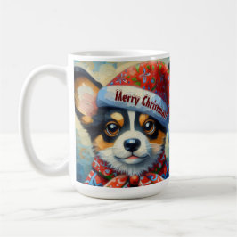 Taza De Café Navidades Corgi Dog Puppy con Santa Hat