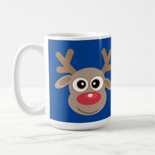 Taza De Café Navidades cortan reno Personalizado azul