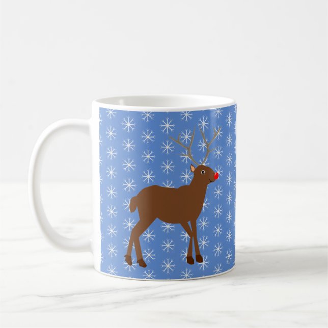 Taza De Café Navidades cortos renos con nariz roja (Izquierda)