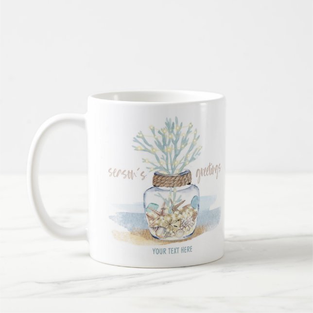 Taza De Café Navidades costeros de coral de cristales de mar (Izquierda)