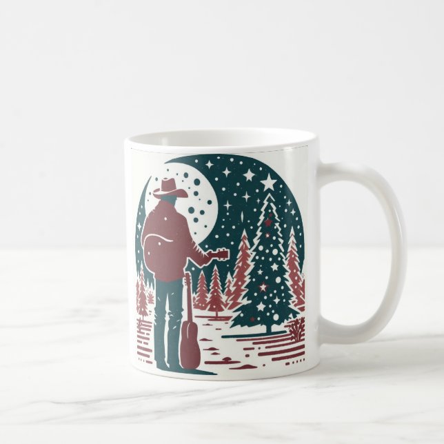 Taza De Café Navidades Cowboy Block Print Coffee Mug (Derecha)