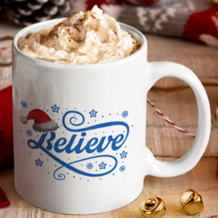 Taza De Café Navidades creen que Santa Claus - Santa Hat Blue