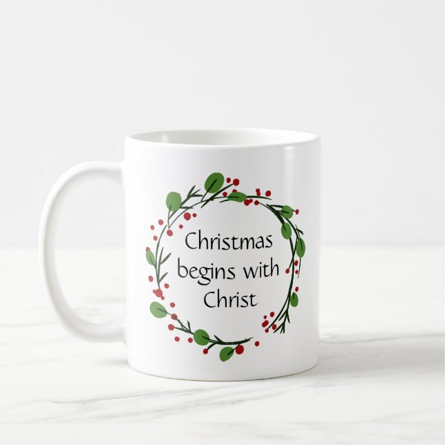 Taza De Café Navidades cristianos Escritura Pegatina de guiones (Izquierda)