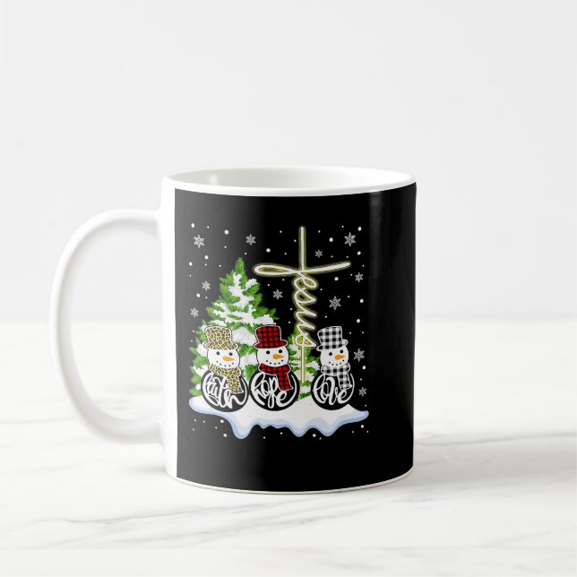 Taza De Café Navidades cristianos Fe Esperanza Amar a Snowman J (Izquierda)