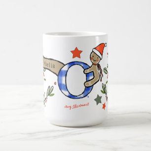 Taza De Café Navidades Cuidados De Estilo Retro Monograma O Con