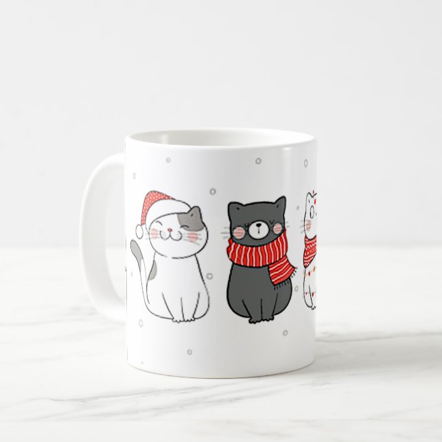 Taza De Café Navidades Cuidados Gatos Meowy Catmas Felines Fest (Anverso izquierdo)