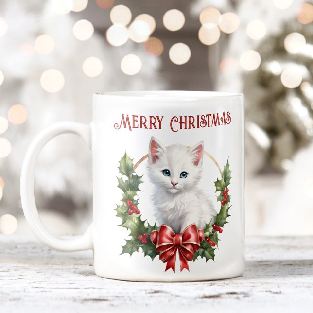 Taza De Café Navidades curas Gato Gato Gato Gatito Nombre Mug (Cute Christmas Kitty Cat Lover Name Mug)