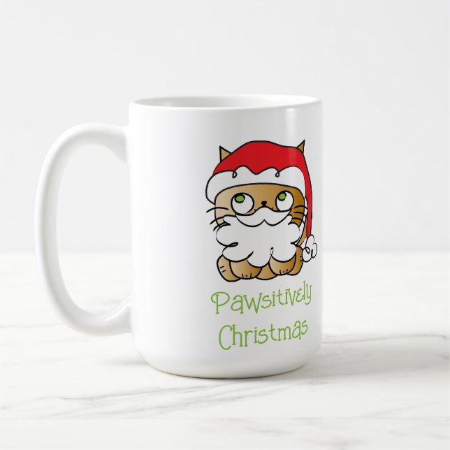 Taza De Café Navidades curos Personalizado de festividad de gat (Izquierda)