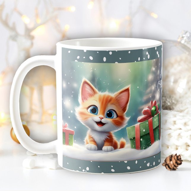 Taza De Café Navidades Cute a Gato Gato Gato Gatito Nombre Mug (Christmas Cute Kitty Cat Lover Name Mug)