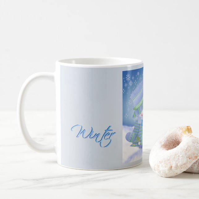 Taza De Café Navidades Cute Blues de Invierno (Con donut)
