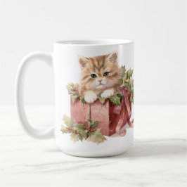 TAZA DE CAFÉ NAVIDADES CUTE DE COLOR DE AGUA FLUFFOR KITTEN