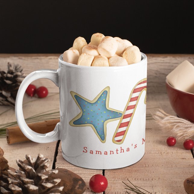 Taza De Café Navidades Cute Whimsical Cookies Leche Diversión (Christmas cookies whimsical watercolor colorful cute custom mug. )
